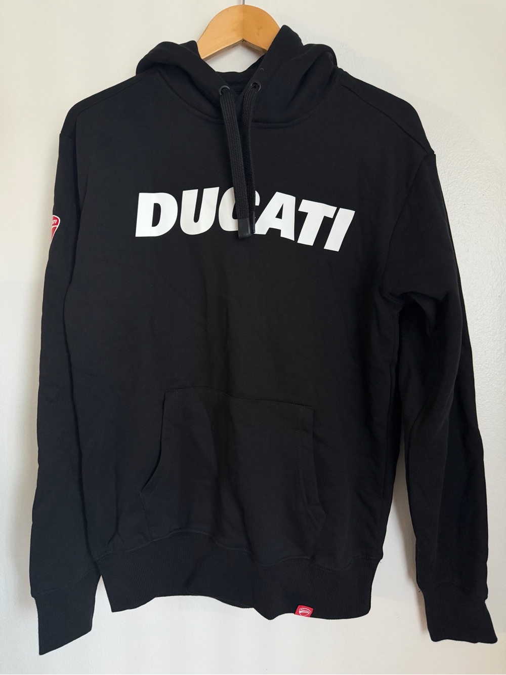 Ducati Hooded Sweatshirt Logo Men Size Small Black White Cotton New